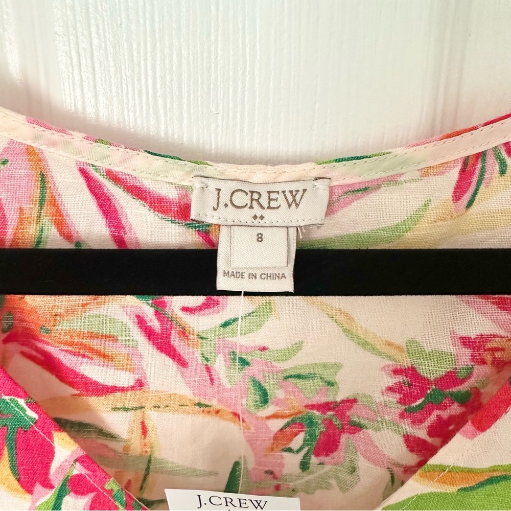 J. Crew NWT Floral Peplum Linen Cotton Sleeveless Top Blouse - Picture 4 of 7